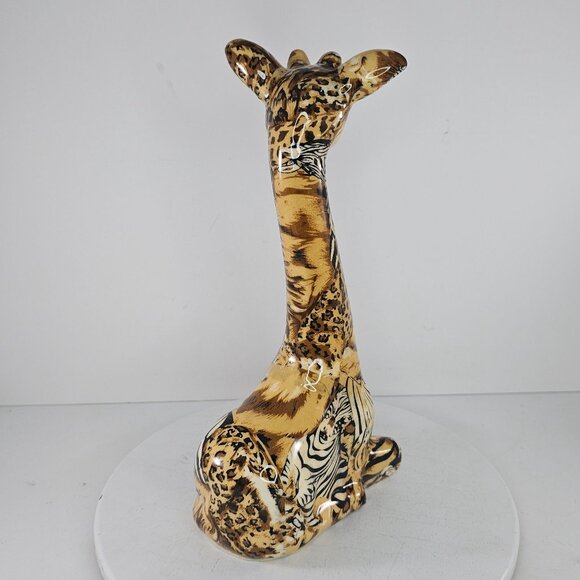 La Vie Safari Patchwork Glazed Giraffe Statue Figurine 10.75" Tall - Picture 5 of 7